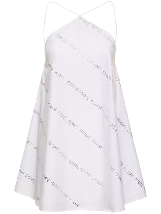 Rotate: Vestido corto de algodón con cristales - Blanco - women_0 | Luisa Via Roma