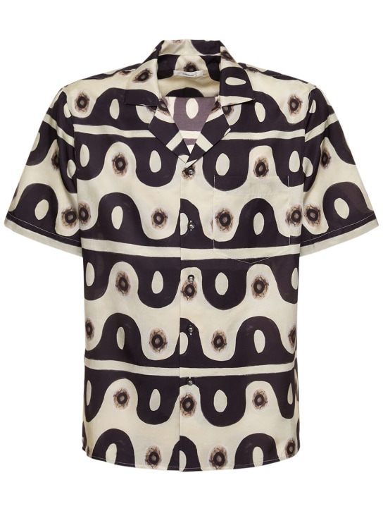 Commas: Jungle Wave シルクシャツ - ブラック/ベージュ - men_0 | Luisa Via Roma