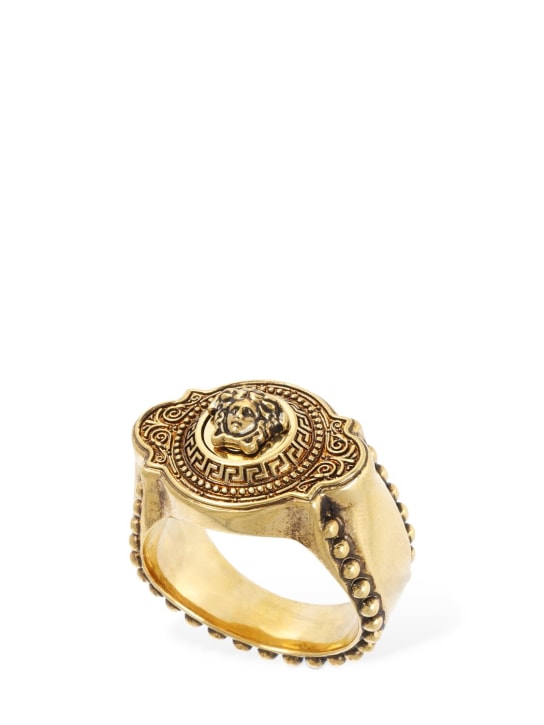 Versace: Medusa thick ring - Gold - men_0 | Luisa Via Roma