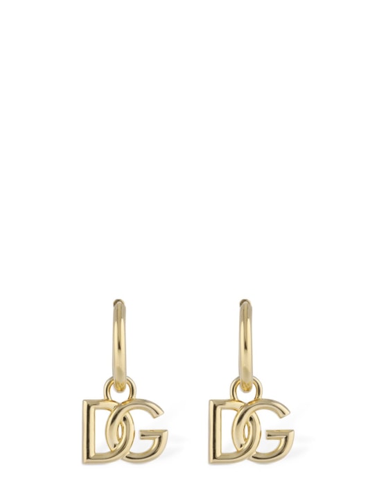 Dolce&Gabbana: DG logo hoop earrings - Gold - women_0 | Luisa Via Roma
