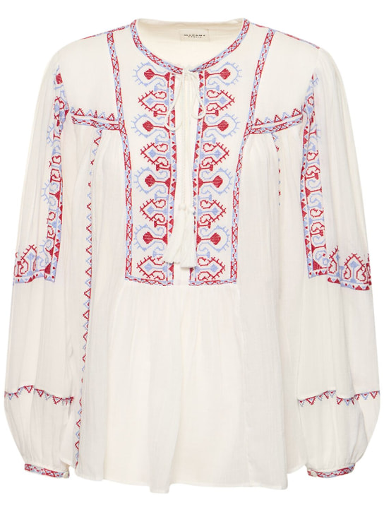 Marant Etoile: Kiledia printed cotton long sleeve shirt - Beyaz - women_0 | Luisa Via Roma