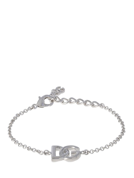 Dolce&Gabbana: DG logo chain bracelet - Gümüş - men_0 | Luisa Via Roma