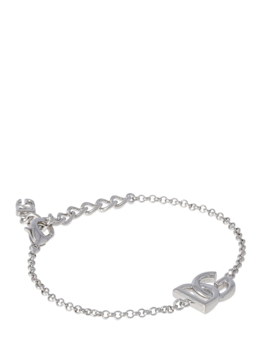 Dolce&Gabbana: DG logo chain bracelet - Gümüş - men_1 | Luisa Via Roma