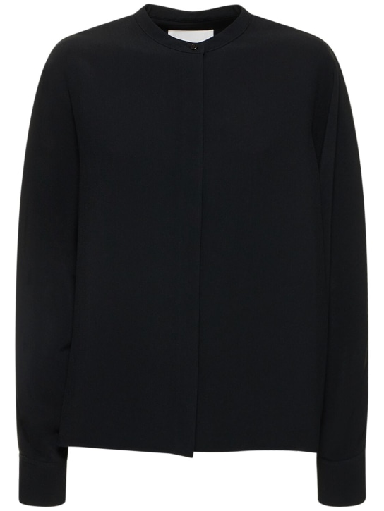 Jil Sander: 双粘胶纤维绉纱和服袖子衬衫 - 黑色 - women_0 | Luisa Via Roma