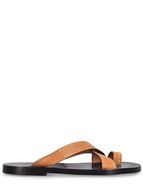 Isabel Marant: 10mm Jinsay leather flat sandals - Doğal - women_0 | Luisa Via Roma