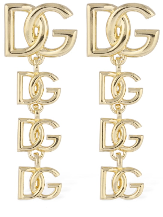 Dolce&Gabbana: DG logo cascade earrings - Altın Rengi - women_0 | Luisa Via Roma