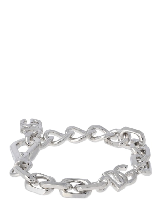 Dolce&Gabbana: Ketten-Armband mit DG-Logo - Silber - men_1 | Luisa Via Roma
