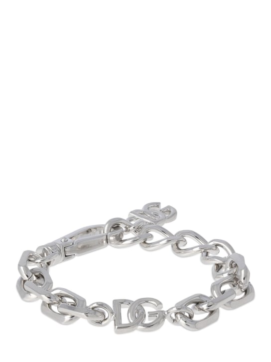 Dolce&Gabbana: DG logo chunky chain bracelet - Gümüş - men_0 | Luisa Via Roma