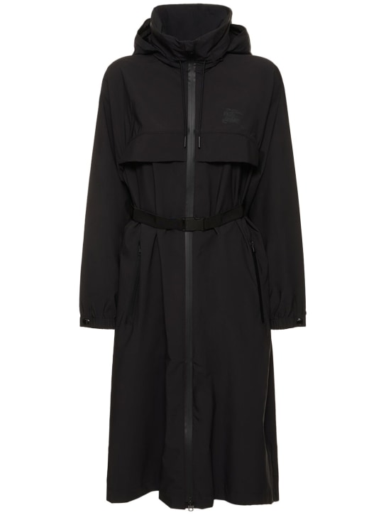 Burberry: Edenthorpe hooded long rain jacket - Black - women_0 | Luisa Via Roma