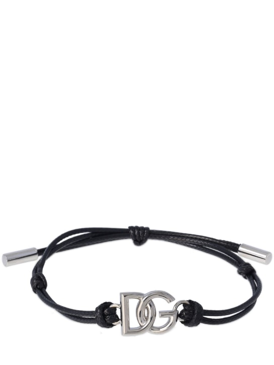 Dolce&Gabbana: DG logo cord bracelet - men_0 | Luisa Via Roma