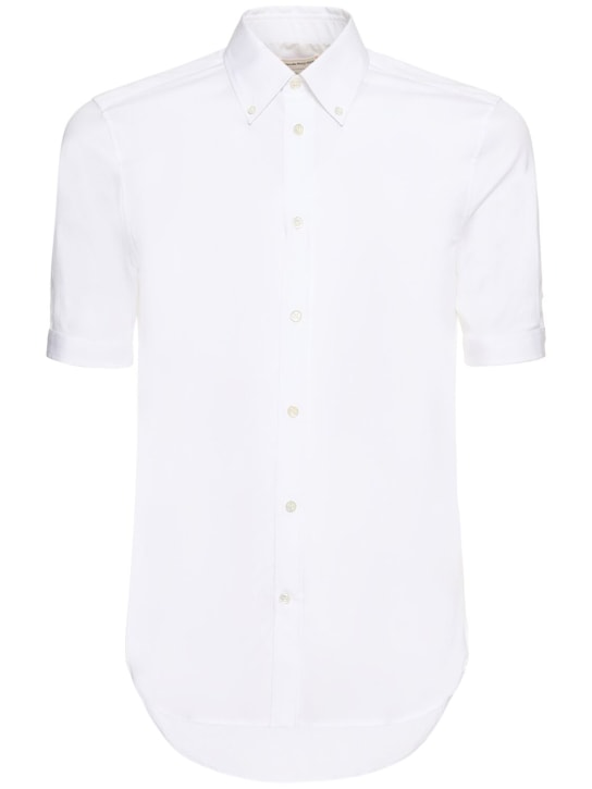 Alexander McQueen: Cotton blend short sleeve shirt - Beyaz - men_0 | Luisa Via Roma