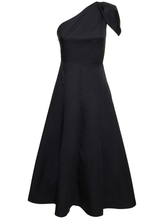 Roland Mouret: Asymmetric cotton poplin midi dress - Black - women_0 | Luisa Via Roma
