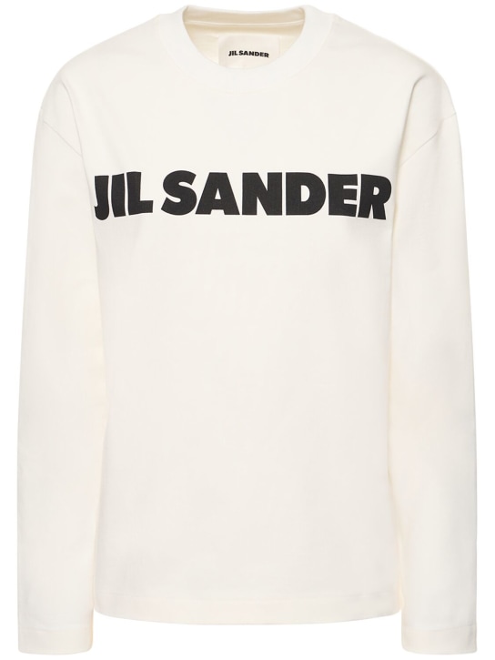 Jil Sander: Logo printed cotton jersey t-shirt - Off-White - women_0 | Luisa Via Roma