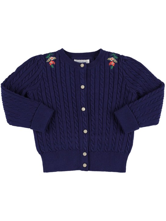 Polo Ralph Lauren: Cardigan in maglia di cotone - Navy - kids-girls_0 | Luisa Via Roma