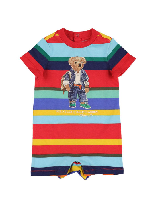 Polo Ralph Lauren: Barboteuse en jersey de coton imprimé ourson - kids-boys_0 | Luisa Via Roma