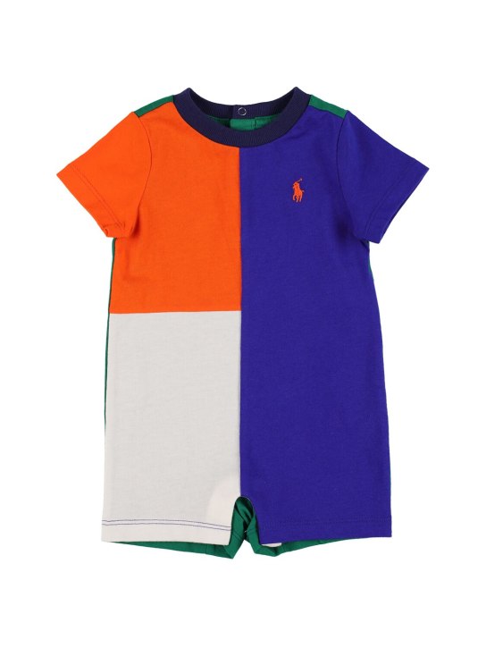 Polo Ralph Lauren: Barboteuse en jersey de coton color-block - kids-boys_0 | Luisa Via Roma