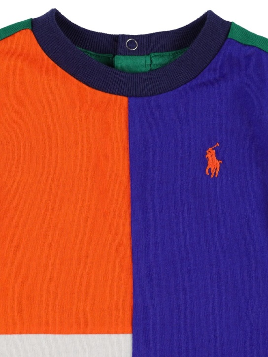 Polo Ralph Lauren: Color block cotton jersey romper - kids-boys_1 | Luisa Via Roma