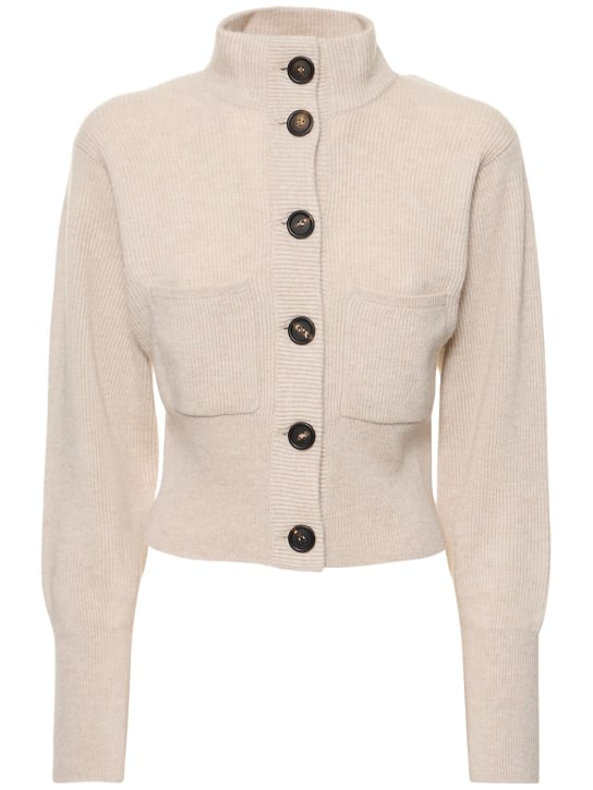 Brunello Cucinelli: Suéter de punto acanalado de cashmere - Beige - women_0 | Luisa Via Roma