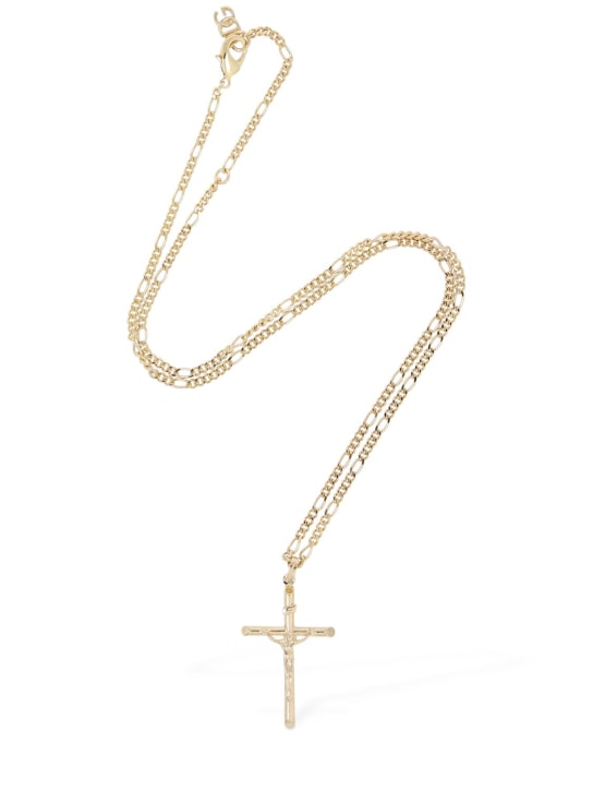 Dolce&Gabbana: Crucifix charm long necklace - Gold - men_1 | Luisa Via Roma