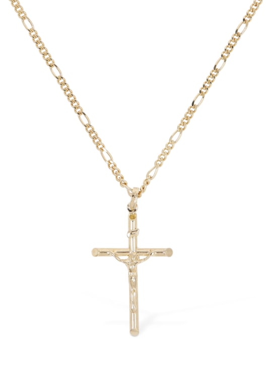 Dolce&Gabbana: Crucifix チャームロングネックレス - ゴールド - men_0 | Luisa Via Roma