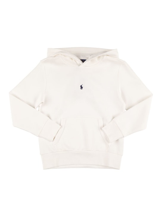 Ralph Lauren: Sweat-shirt en coton à capuche - Blanc - kids-boys_0 | Luisa Via Roma