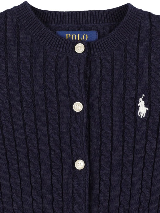 Polo Ralph Lauren: Cardigan en maille torsadée de coton à logo - kids-girls_1 | Luisa Via Roma