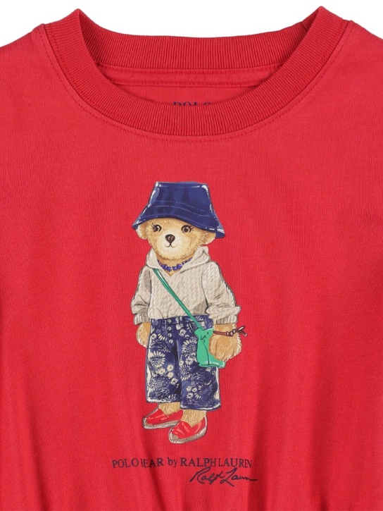 Ralph Lauren: Bear print cotton jersey dress - Red - kids-girls_1 | Luisa Via Roma