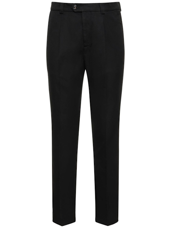 Brunello Cucinelli: Cotton gabardine straight pants - Black - men_0 | Luisa Via Roma