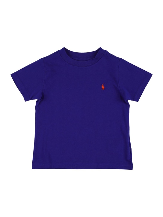 Ralph Lauren: Camiseta de jersey de algodón con logo bordado - kids-boys_0 | Luisa Via Roma
