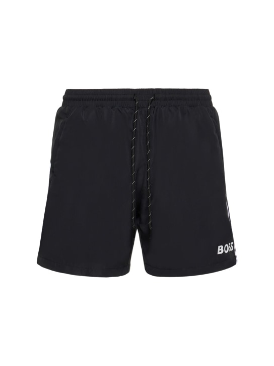 Boss: Starfish logo tech swim shorts - Black - men_0 | Luisa Via Roma