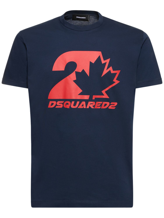 Dsquared2: Printed cotton jersey t-shirt - Navy - men_0 | Luisa Via Roma