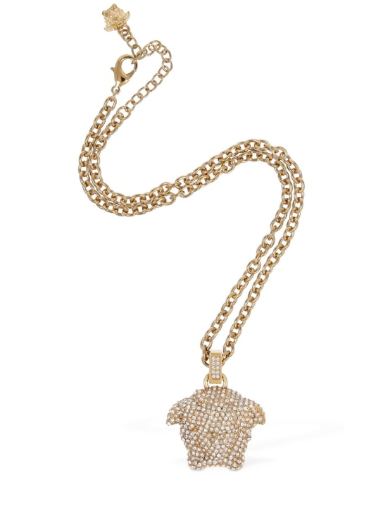 Versace: Medusa crystal charm necklace - Gold/Crystal - women_1 | Luisa Via Roma