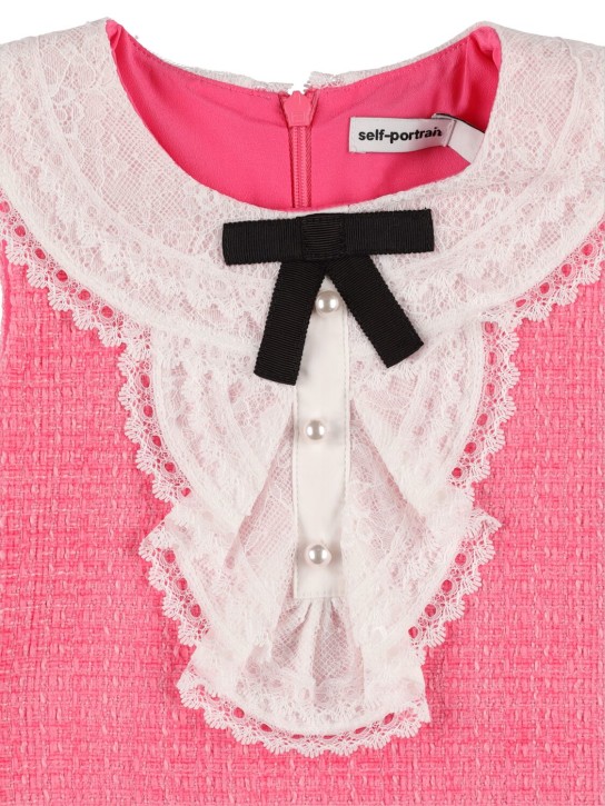 Self-portrait: Cotton knit sleeveless dress w/ bow - Dark Pink - kids-girls_1 | Luisa Via Roma