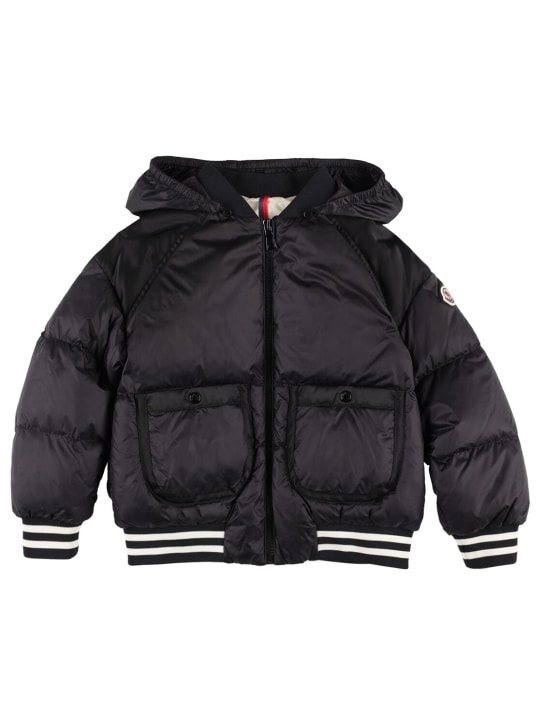 Moncler: Martha matt nylon down jacket - Black - kids-girls_0 | Luisa Via Roma