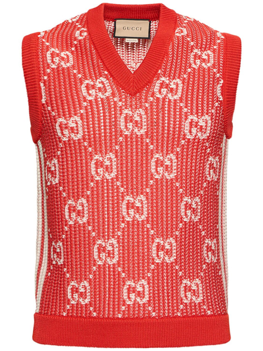 Gucci GG Sleeveless Sweater in Red for Men
