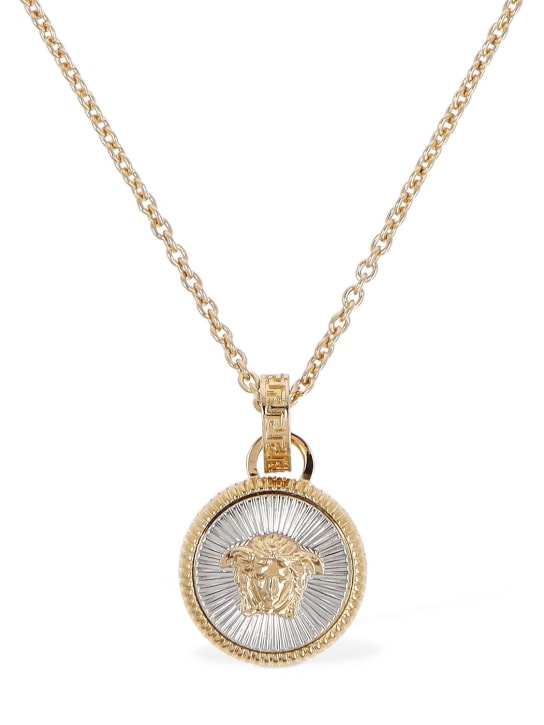 Versace: Lange Halskette mit Medusamünze - Gold Silber - women_0 | Luisa Via Roma