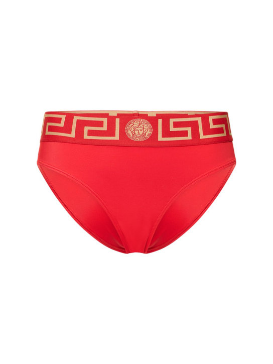 Versace: Greca logo bikini bottoms - Kırmızı - women_0 | Luisa Via Roma