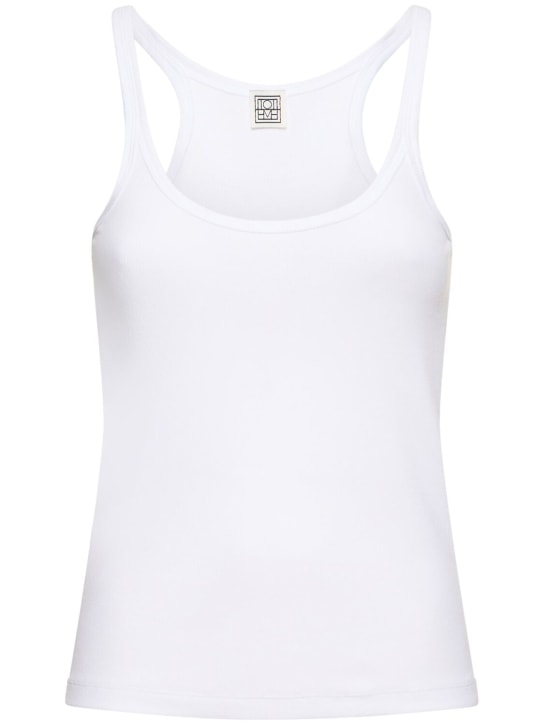 Toteme: Scoop neck ribbed tank top - White - women_0 | Luisa Via Roma