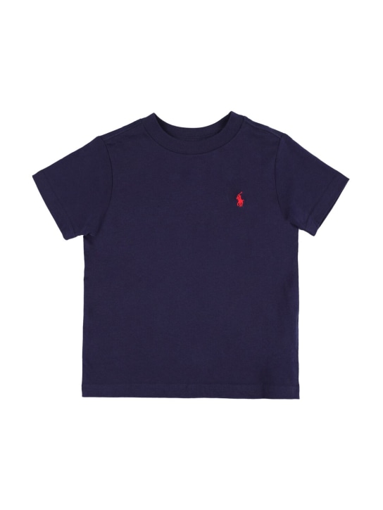 Polo Ralph Lauren: Camiseta de jersey de algodón con logo bordado - kids-boys_0 | Luisa Via Roma