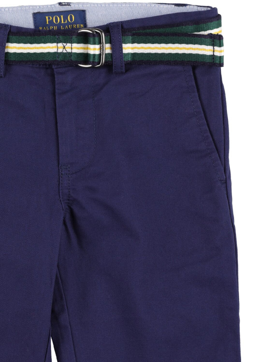 Ralph Lauren: Pantalones chinos de algodón con cinturón - Azul Marino - kids-boys_1 | Luisa Via Roma
