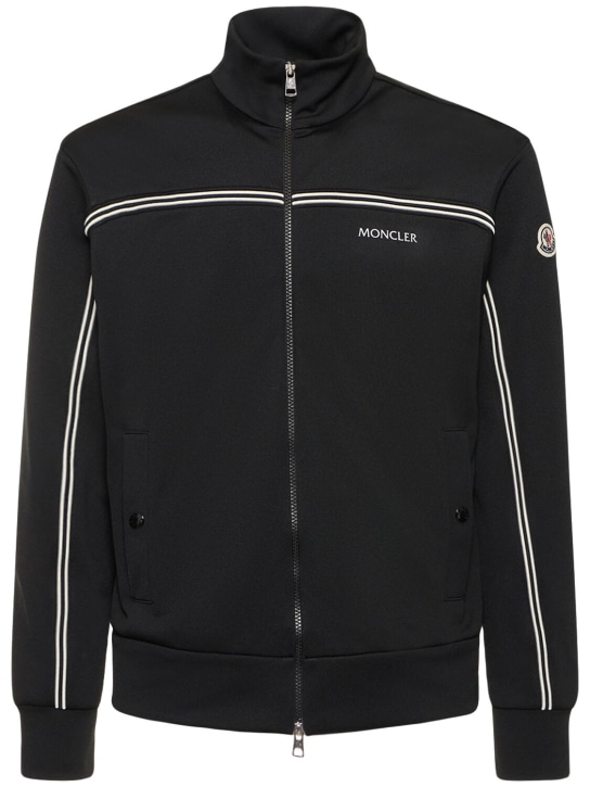 Moncler: Textured lightweight zip-up track jacket - Black - men_0 | Luisa Via Roma