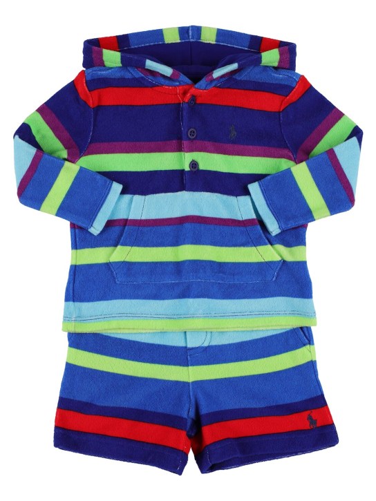 Polo Ralph Lauren: All over print blend sweatshirt & shorts - Renkli - kids-boys_0 | Luisa Via Roma
