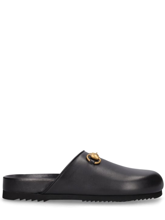 Gucci: 20mm Sol leather slippers - Black - women_0 | Luisa Via Roma