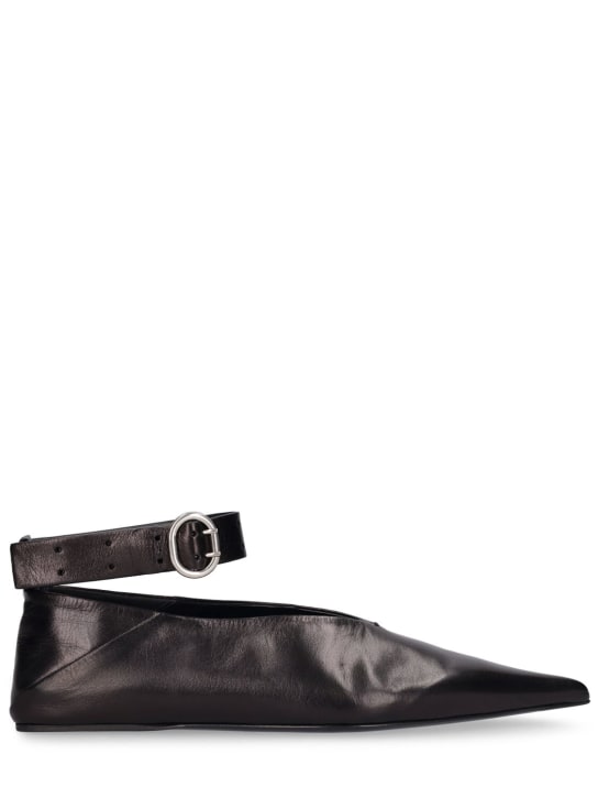 Jil Sander: 10毫米皮革芭蕾平底鞋 - 黑色 - women_0 | Luisa Via Roma