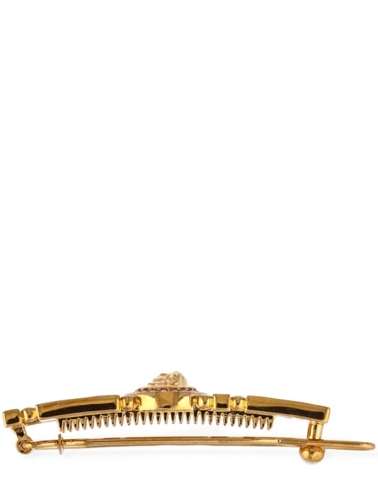 Versace: Greca motif & Medusa crystal hair clip - Altın/Pembe - women_1 | Luisa Via Roma