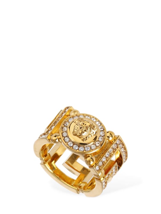 Versace: Medusa crystal ring - Gold/Crystal - women_0 | Luisa Via Roma