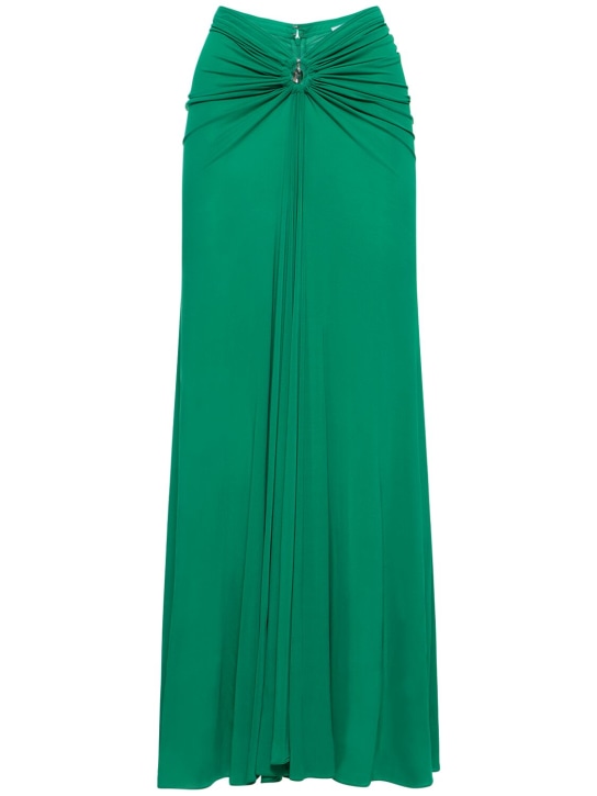 Rabanne: Jersey keyhole draped midi skirt - Green - women_0 | Luisa Via Roma