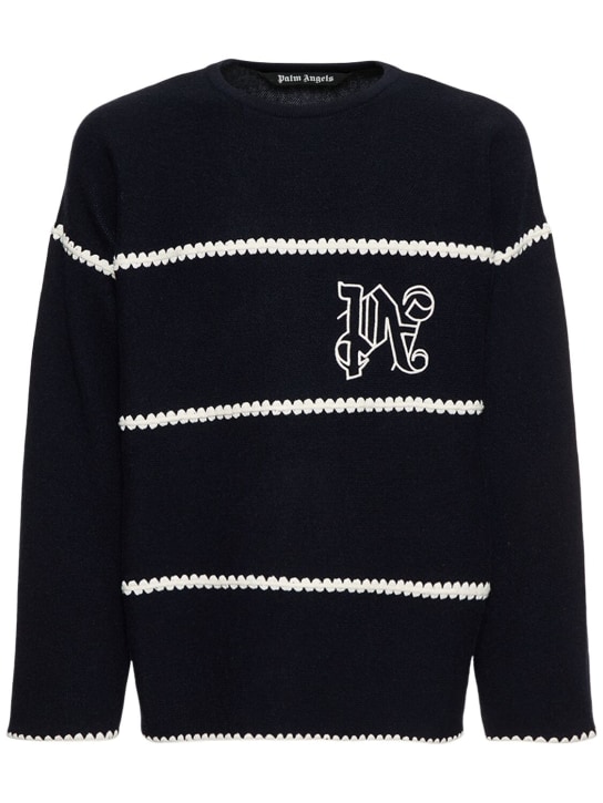 Monogram striped wool blend sweater - Palm Angels - Men
