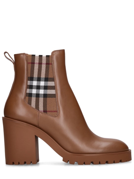 Burberry: 70mm New Allostock leather ankle boots - Brown - women_0 | Luisa Via Roma