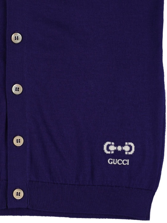 Gucci: Cotton sweater w/ horsebit embroidery - Mavi - kids-boys_1 | Luisa Via Roma